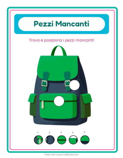 Anteprima della scheda di Pezzi Mancanti con Accessori per Scuola dell'infanzia (5-7 anni)