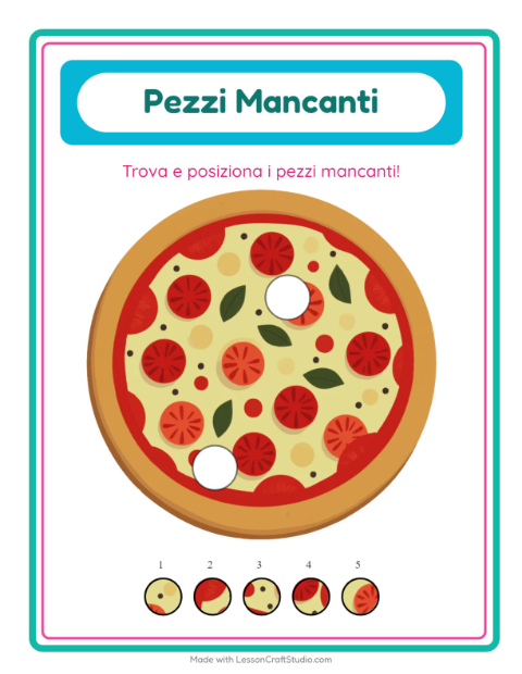 Anteprima della scheda di Pezzi Mancanti con Al supermercato per Scuola dell'infanzia (5-7 anni)