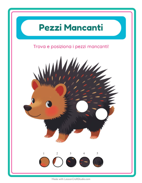 Anteprima della scheda di Pezzi Mancanti con Creature della foresta per Scuola dell'infanzia (5-7 anni)