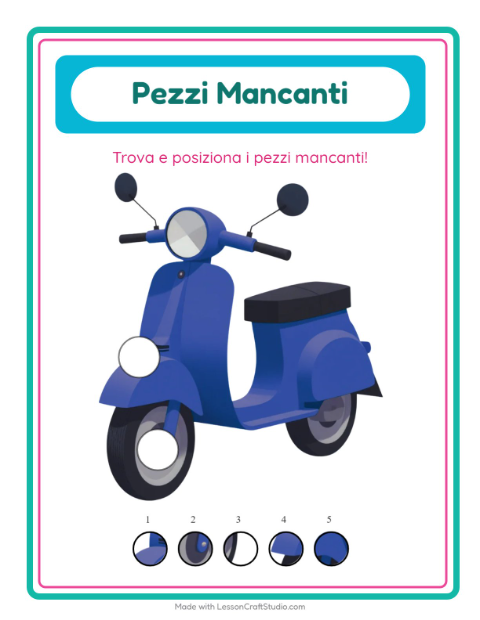 Anteprima della scheda di Pezzi Mancanti con Giocattoli per Scuola dell'infanzia (5-7 anni)