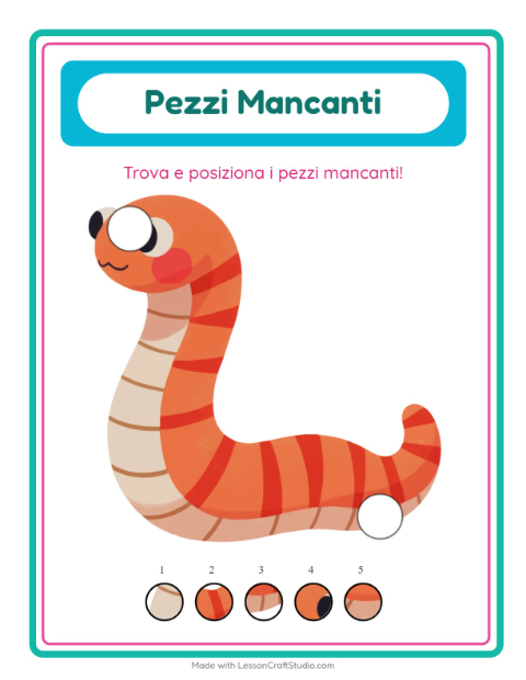 Anteprima della scheda di Pezzi Mancanti con Insetti e scarafaggi per Scuola dell'infanzia (5-7 anni)