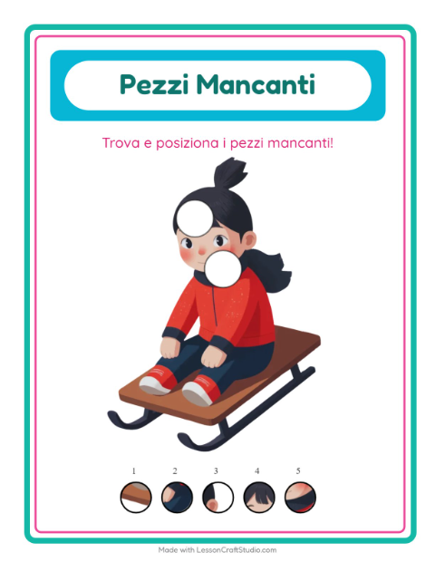 Anteprima della scheda di Pezzi Mancanti con Inverno per Scuola dell'infanzia (5-7 anni)