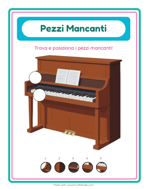 Anteprima della scheda di Pezzi Mancanti con Musica per Scuola dell'infanzia (5-7 anni)
