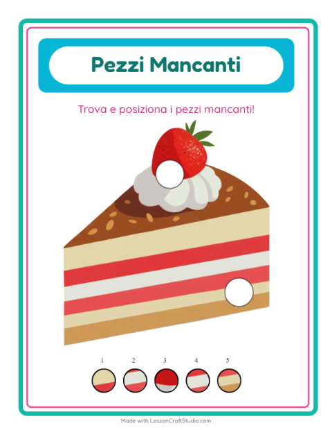 Anteprima della scheda di Pezzi Mancanti con Panetteria per Scuola dell'infanzia (5-7 anni)