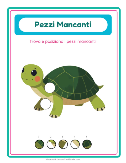 Anteprima della scheda di Pezzi Mancanti con Rettili e anfibi per Scuola dell'infanzia (5-7 anni)