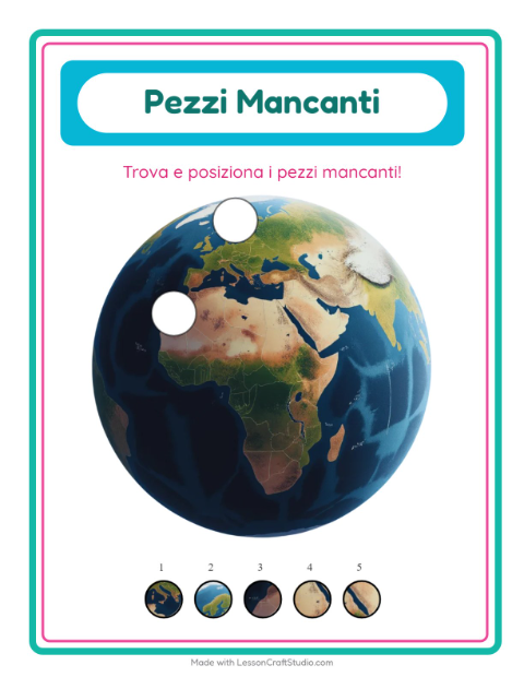 Anteprima della scheda di Pezzi Mancanti con Spazio per Scuola dell'infanzia (5-7 anni)