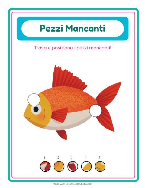 Anteprima della scheda di Pezzi Mancanti con Spiaggia per Scuola dell'infanzia (5-7 anni)