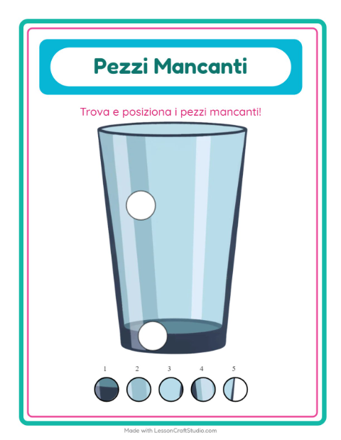 Anteprima della scheda di Pezzi Mancanti con Utensili da cucina per Scuola dell'infanzia (5-7 anni)