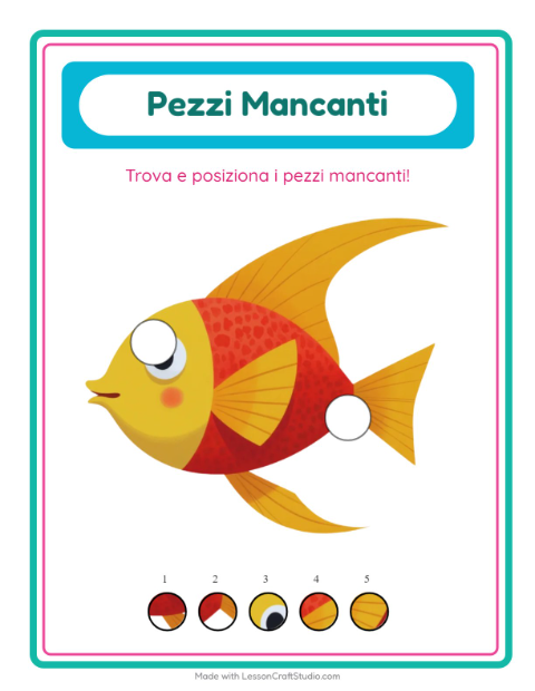 Anteprima della scheda di Pezzi Mancanti con Vita oceanica per Scuola dell'infanzia (5-7 anni)