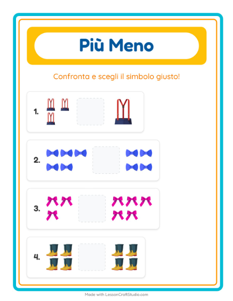 Anteprima della scheda di Più O Meno con Accessori per Scuola dell'infanzia (3-5 anni)