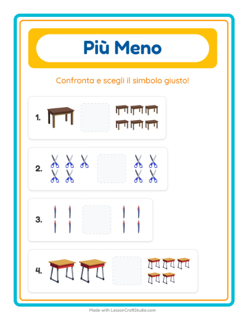Anteprima della scheda di Più O Meno con Aula per Scuola dell'infanzia (3-5 anni)