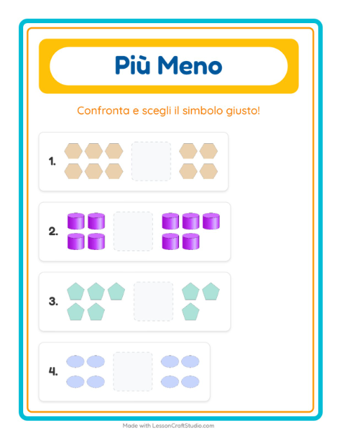 Anteprima della scheda di Più O Meno con Forme per Scuola dell'infanzia (3-5 anni)