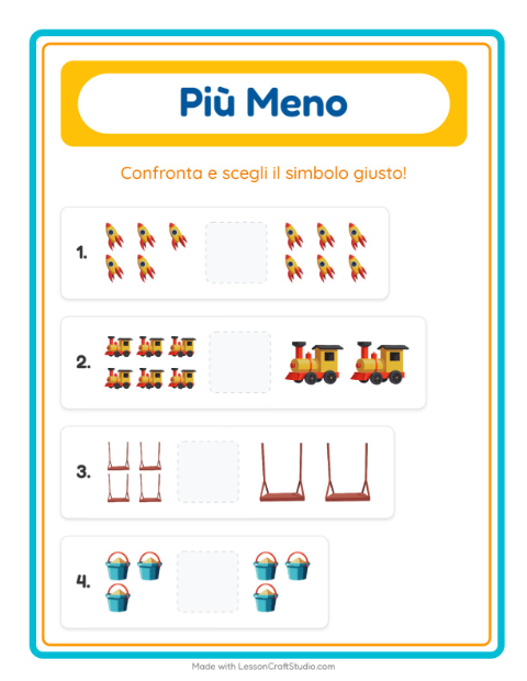 Anteprima della scheda di Più O Meno con Giocattoli per Scuola dell'infanzia (3-5 anni)