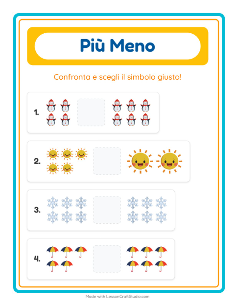 Anteprima della scheda di Più O Meno con Meteo per Scuola dell'infanzia (3-5 anni)