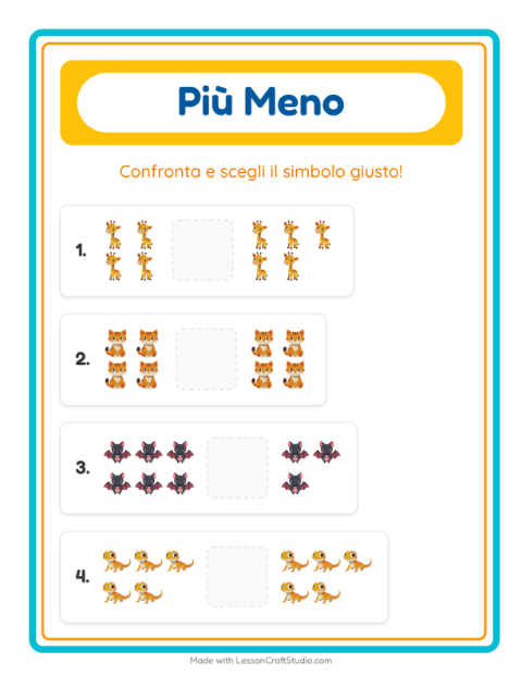 Anteprima della scheda di Più O Meno per Scuola dell'infanzia (3-5 anni)