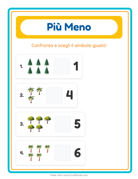 Anteprima della scheda di Più O Meno con Alberi per Scuola dell'infanzia (3-5 anni)