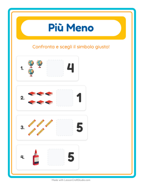 Anteprima della scheda di Più O Meno con Aula per Scuola dell'infanzia (3-5 anni)
