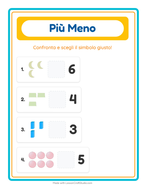 Anteprima della scheda di Più O Meno con Forme per Scuola dell'infanzia (3-5 anni)