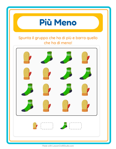 Anteprima della scheda di Più O Meno con Accessori per Scuola dell'infanzia (3-5 anni)