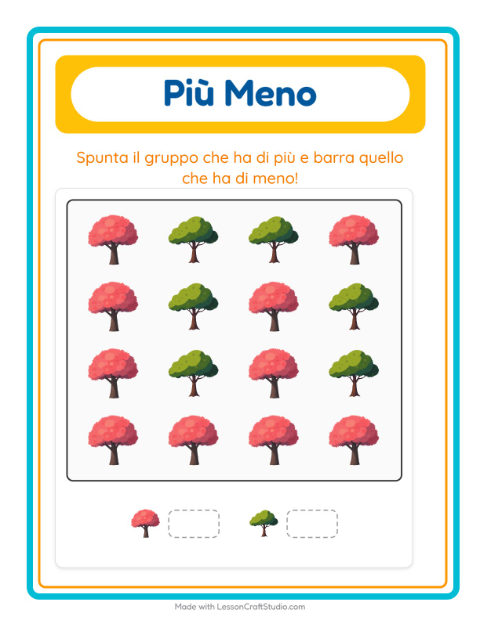 Anteprima della scheda di Più O Meno con Alberi per Scuola dell'infanzia (3-5 anni)