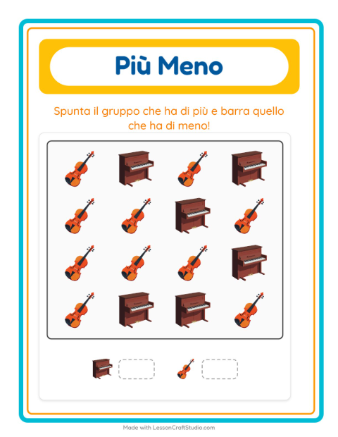 Anteprima della scheda di Più O Meno con Attività per Scuola dell'infanzia (3-5 anni)