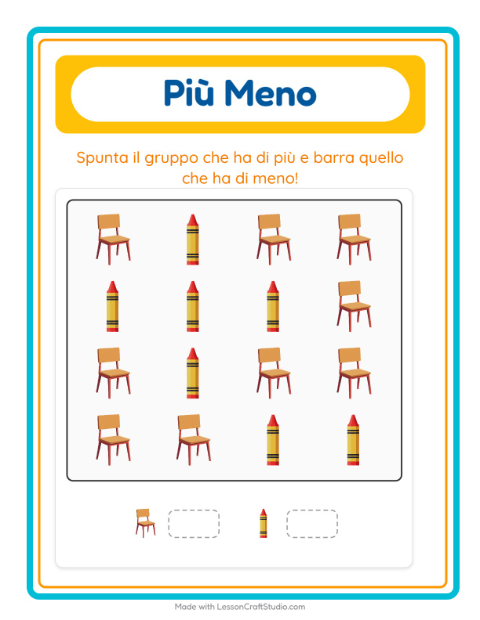 Anteprima della scheda di Più O Meno con Aula per Scuola dell'infanzia (3-5 anni)