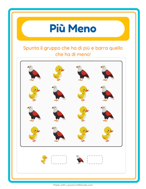 Anteprima della scheda di Più O Meno con Cose che volano per Scuola dell'infanzia (3-5 anni)