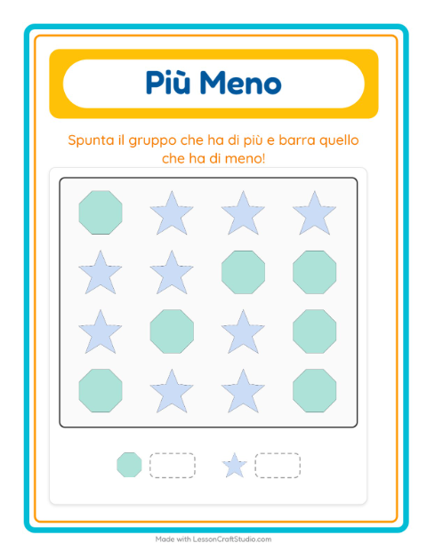 Anteprima della scheda di Più O Meno con Forme per Scuola dell'infanzia (3-5 anni)