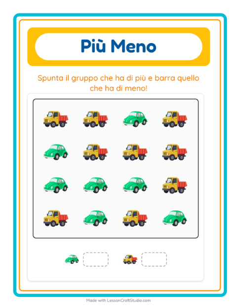 Anteprima della scheda di Più O Meno con Giocattoli per Scuola dell'infanzia (3-5 anni)