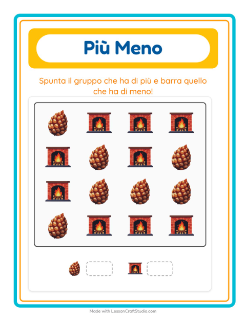 Anteprima della scheda di Più O Meno con Inverno per Scuola dell'infanzia (3-5 anni)