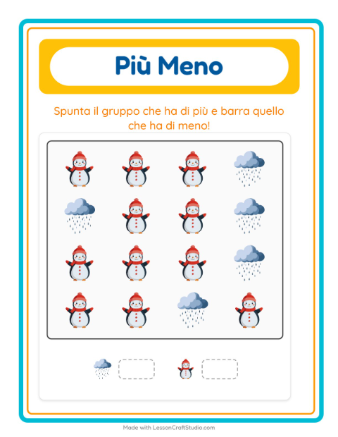 Anteprima della scheda di Più O Meno con Meteo per Scuola dell'infanzia (3-5 anni)