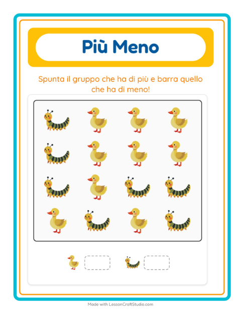 Anteprima della scheda di Più O Meno con Primavera per Scuola dell'infanzia (3-5 anni)