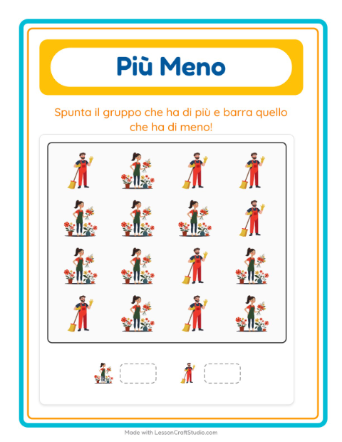 Anteprima della scheda di Più O Meno con Professioni per Scuola dell'infanzia (3-5 anni)