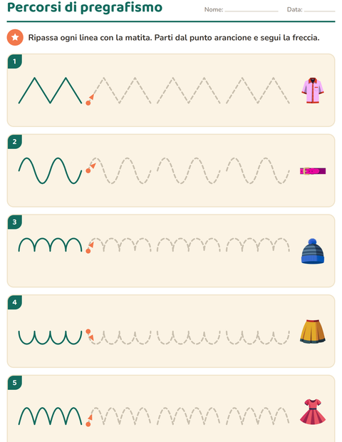 Anteprima della scheda di Pregrafismo con Abbigliamento per Scuola dell'infanzia (5-7 anni)