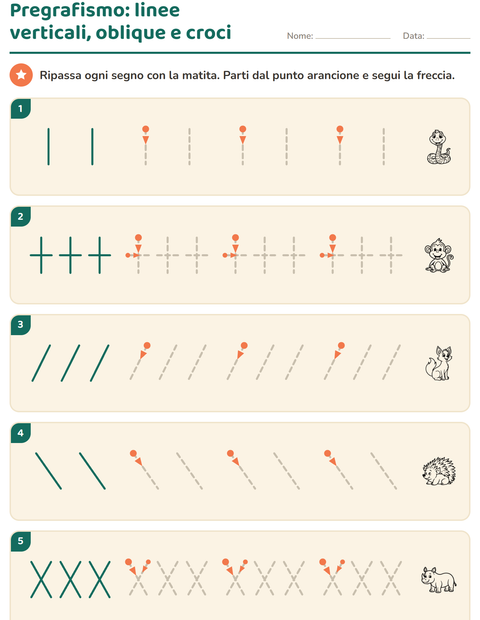 Anteprima della scheda di Pregrafismo con Animali dello zoo BN per Scuola dell'infanzia (5-7 anni)