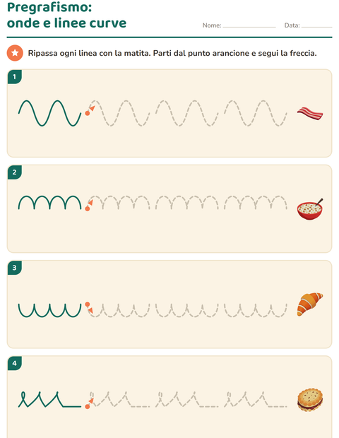 Anteprima della scheda di Pregrafismo con Colazione per Scuola dell'infanzia (5-7 anni)