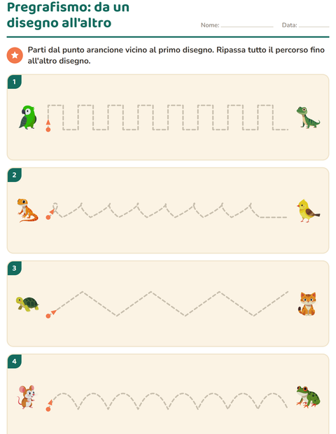 Anteprima della scheda di Pregrafismo con Animali domestici per Scuola dell'infanzia (5-7 anni)