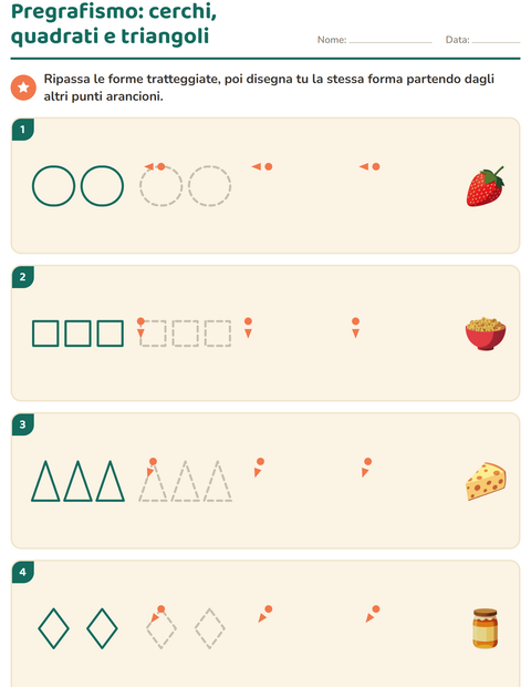 Anteprima della scheda di Pregrafismo con Colazione per Scuola dell'infanzia (5-7 anni)