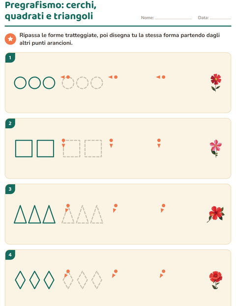 Anteprima della scheda di Pregrafismo con Fiori per Scuola dell'infanzia (5-7 anni)