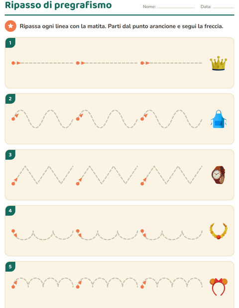 Anteprima della scheda di Pregrafismo con Accessori per Scuola dell'infanzia (5-7 anni)