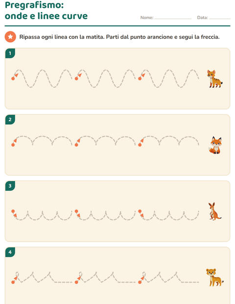 Anteprima della scheda di Pregrafismo con Animali dello zoo per Scuola dell'infanzia (5-7 anni)