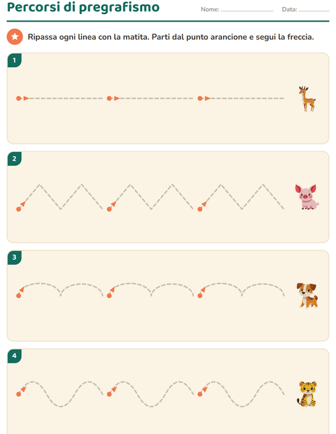 Anteprima della scheda di Pregrafismo con Animali per Scuola dell'infanzia (5-7 anni)