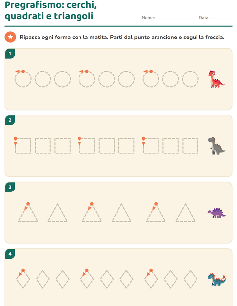 Anteprima della scheda di Pregrafismo con Dinosauri per Scuola dell'infanzia (5-7 anni)