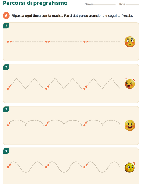 Anteprima della scheda di Pregrafismo con Emozioni per Scuola dell'infanzia (5-7 anni)