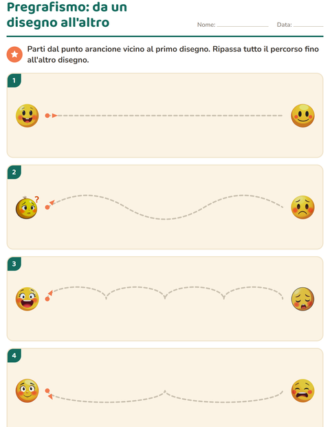 Anteprima della scheda di Pregrafismo con Emozioni per Scuola dell'infanzia (5-7 anni)