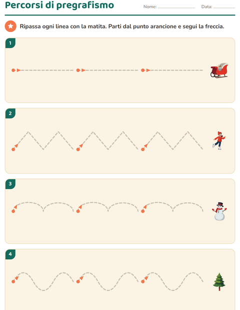 Anteprima della scheda di Pregrafismo con Inverno per Scuola dell'infanzia (5-7 anni)