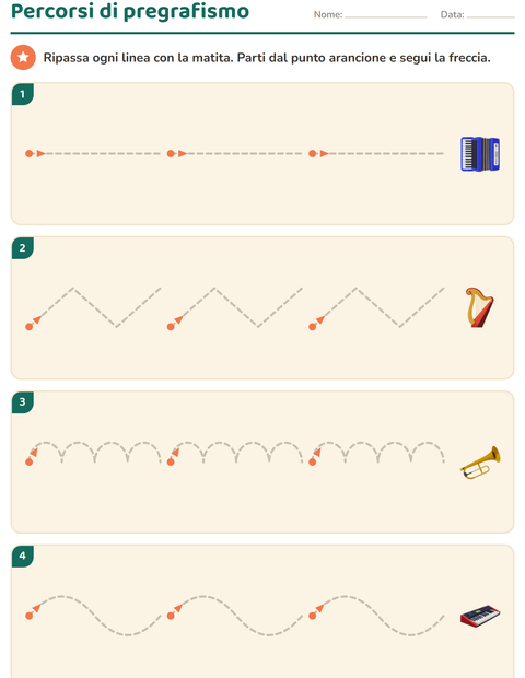 Anteprima della scheda di Pregrafismo con Musica per Scuola dell'infanzia (5-7 anni)