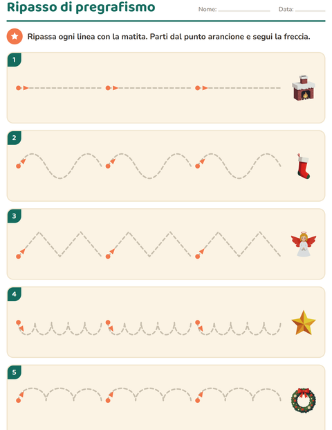 Anteprima della scheda di Pregrafismo con Natale per Scuola dell'infanzia (5-7 anni)