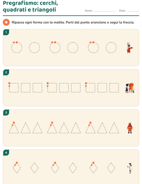 Anteprima della scheda di Pregrafismo con Professioni per Scuola dell'infanzia (5-7 anni)