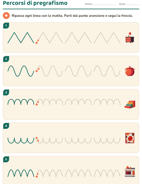 Anteprima della scheda di Pregrafismo con In giro per casa per Scuola dell'infanzia (5-7 anni)